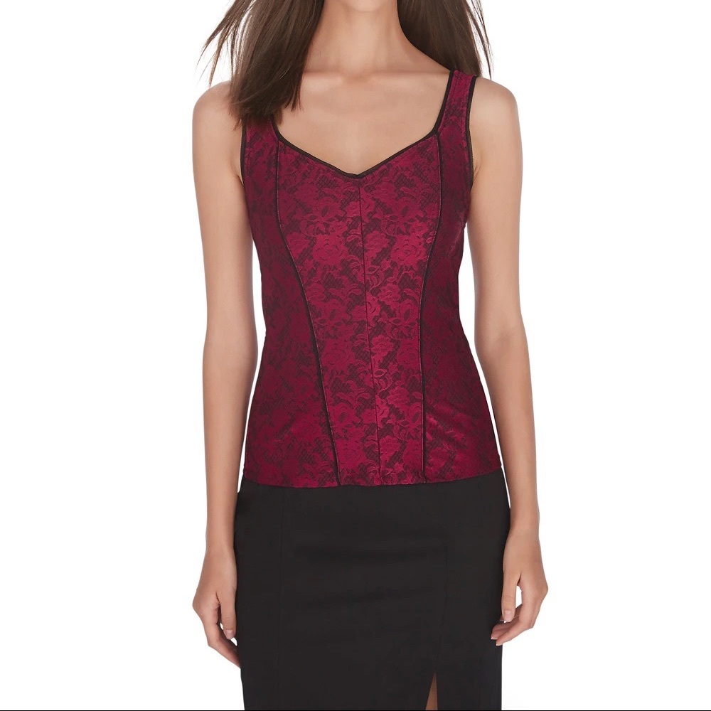 White House Black Market Jacquard Floral Corset Cami Sz M